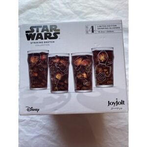 Disney Star Wars Striking Sketch Collection Limited Edition Drinking Glasses 4pc